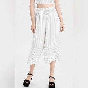 Nwt American Eagle Outfitters Black and White Striped crop Pants wide leg